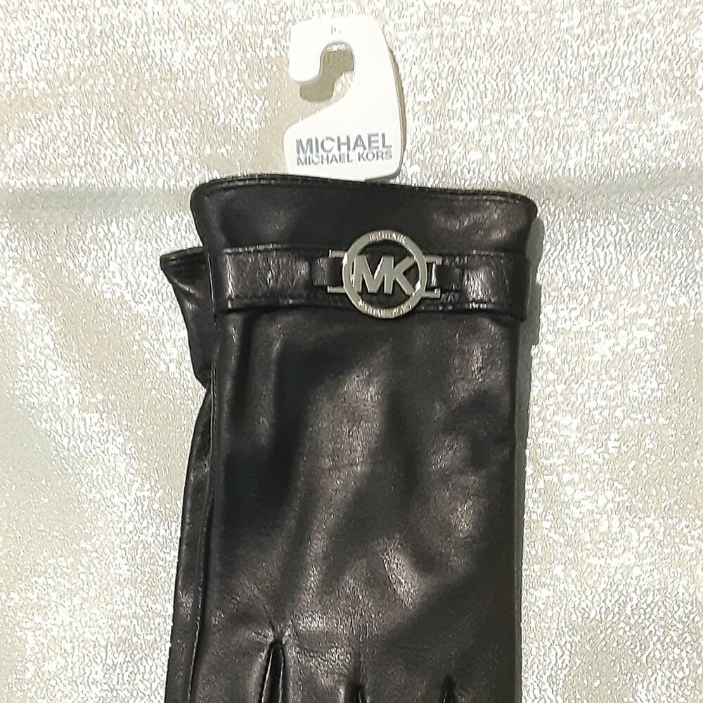 MICHAEL KORS Women's Leather Logo Ornament Gloves